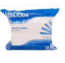Abatelenguas de madera AMBIDERM bolsa con 500 piezas (20 bolsas con 25)