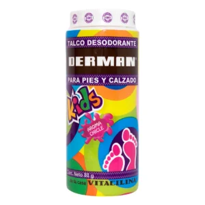 Talco desodorante para pies derman kids chicle