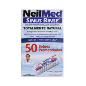 Neil Med Sinus Rinse, polvo para preparar solución salina nasal, 50 sobres premezclados.