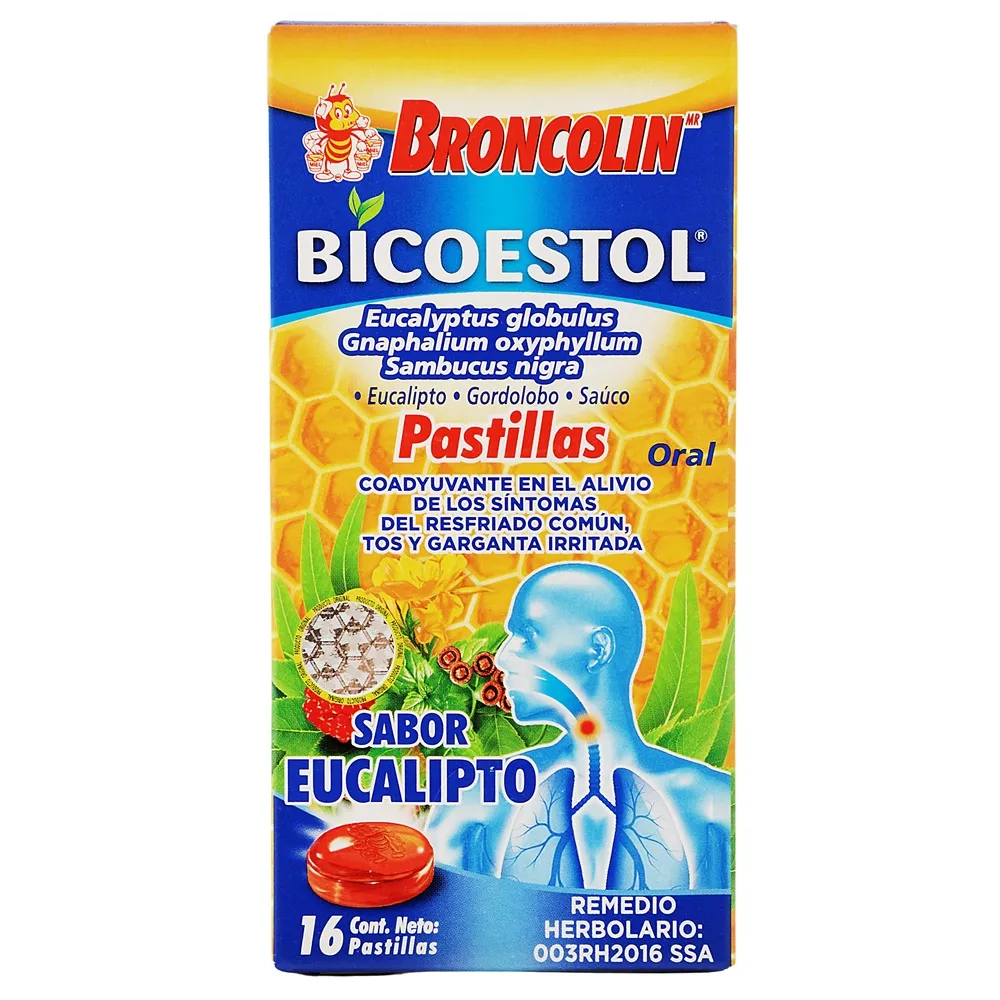 BRONCOLIN bicoescot, EUCALIPTO, GORDOLOBO, SAUCO C/16 PASTILLAS