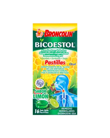 BRONCOLIN bicoescot, eucalipto, gordolobo, sauco c/16 past sabor limón
