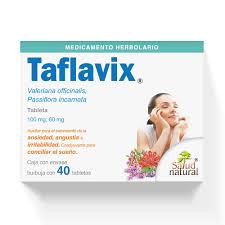 Taflavix. Valeriana officinalis, passiflora incarnata 100mg, 60mg c/40 tabletas