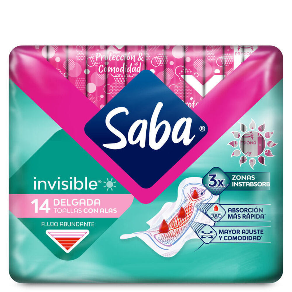Toallas sanitarias invisible saba c/14
