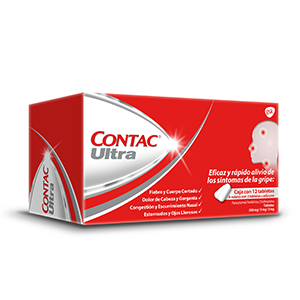 Contac ultra gripe 500mg/5mg/2mg c/12 tabs y 6 sobre s