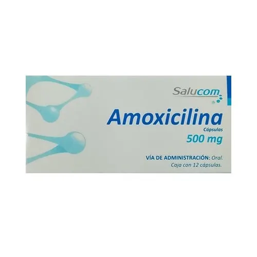 Amoxicilina 500 mg, caja con 12 capsulas / SALUCOM