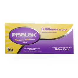Probioticos y prebioticos 6000 millones de UFC, sabor Pera, caja con 7 frascos con 10ml c/u, PISALAK