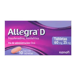 ALLEGRA D fexofenadina, fenilefrina 60mg/25mg c/10 tabs