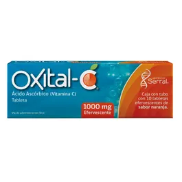 Oxital C 1000 Mg Efervescente. Ácido Ascórbico(Vitamina C). Caja Con Tubo Con 10 Tabletas, Sabor Naranja