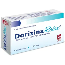 Clonixinato de lisina, ciclobenzaprina, caja con 20 comprimidos, DORIXINA RELAX