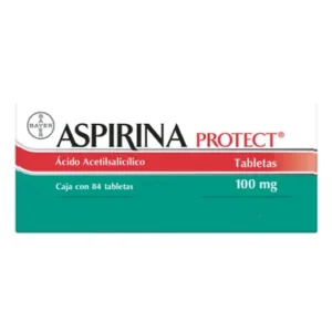 Aspirina PROTEC, ácido acetilsalicilico 100mg, caja con 84 tabs