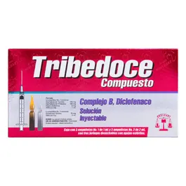 Complejo B (tiamina, piridoxina, cianocobalamina), diclofenaco. Inyecyable c/3 ampolletas