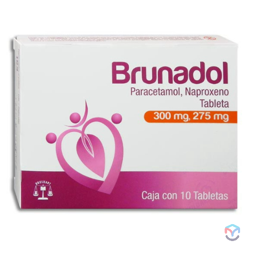 Paracetamol, Naproxeno 300mg/275mg caja con 10 tab BRUNADOL