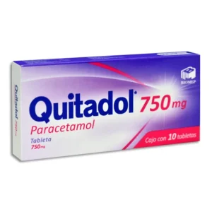 Paracetamol 750 mg, caja con 10 tabletas.QUITADOL