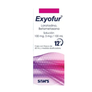 LOratadina, betametasona 100mg, 5mg/100 ml frasco con 60ml EXYOFUR