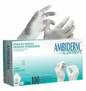 GUANTE DE LATEX AMBIDERM, CAJA CON 100 PZS TAMAÑO MEDIANO
