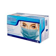 Cubrebocas Ambiderm color azul, 50 piezas