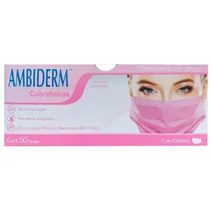 Cubrebocas rosa AMBIDERM c/50 pzas