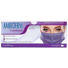 Cubrebocas morado AMBIDERM c50 pzas