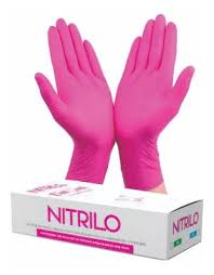 Guantes de nitrilo rosas medianos