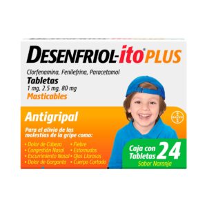 Desenfriolito Plus Masticable C/24 Tab Clorfenamina, Femilefrina, Paracetamol