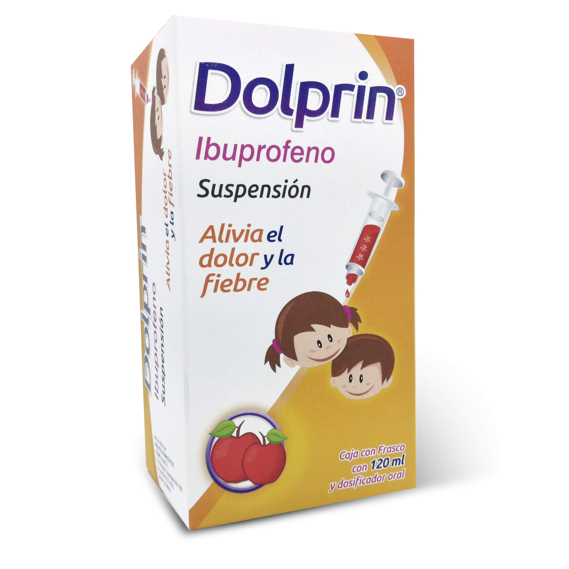 Ibuprofeno suspensión 2g/100ml caja con frasco con 120 ml y dosificador oral, DOLPRIN / COLLINS