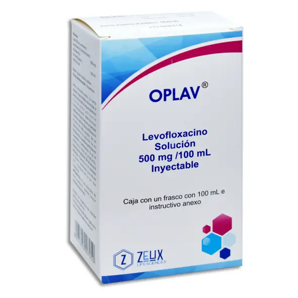 Levofloxacino solución 500mg/100ml inyectable, frasco con 100 ml / OPLAV